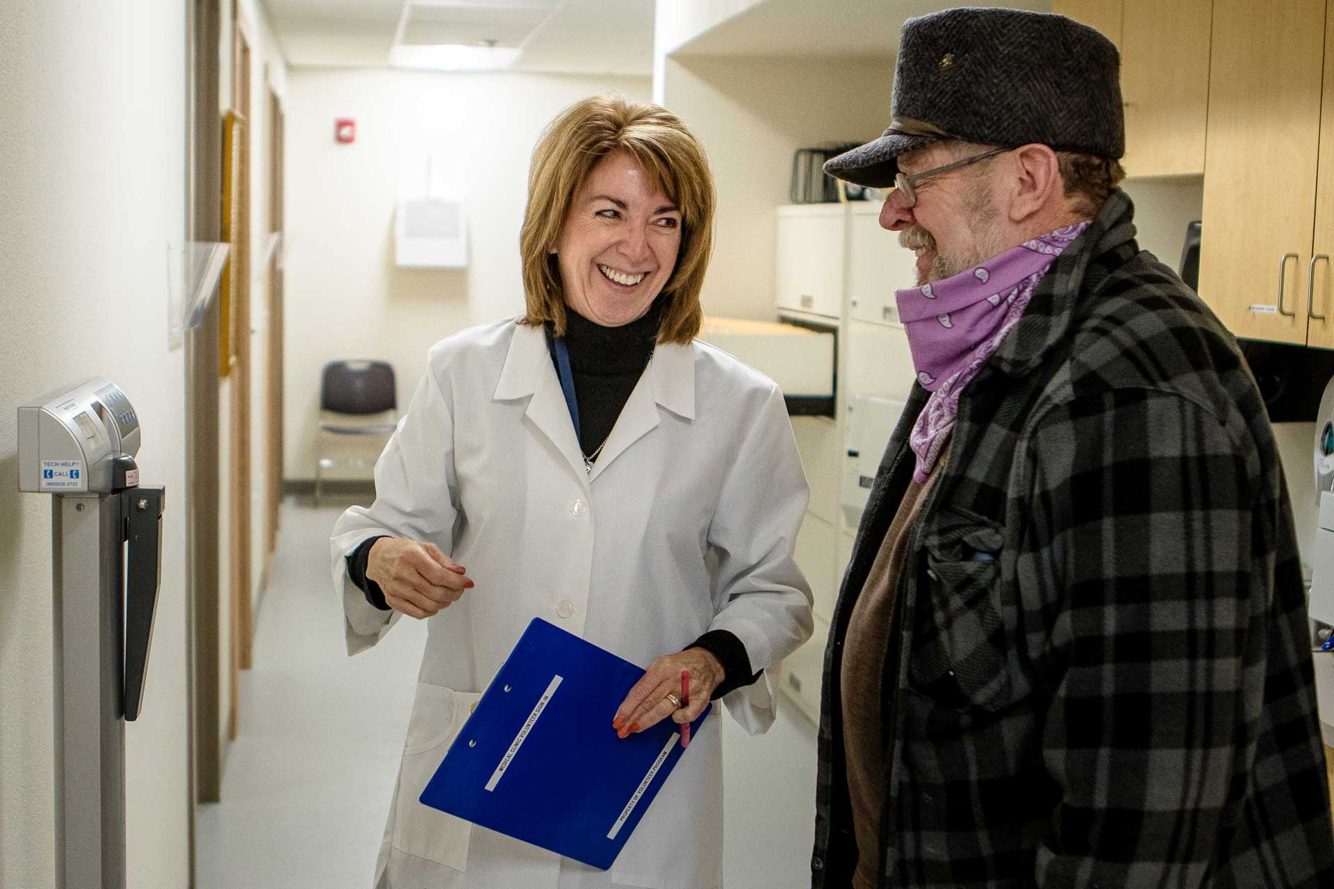 volunteer nurse and patient